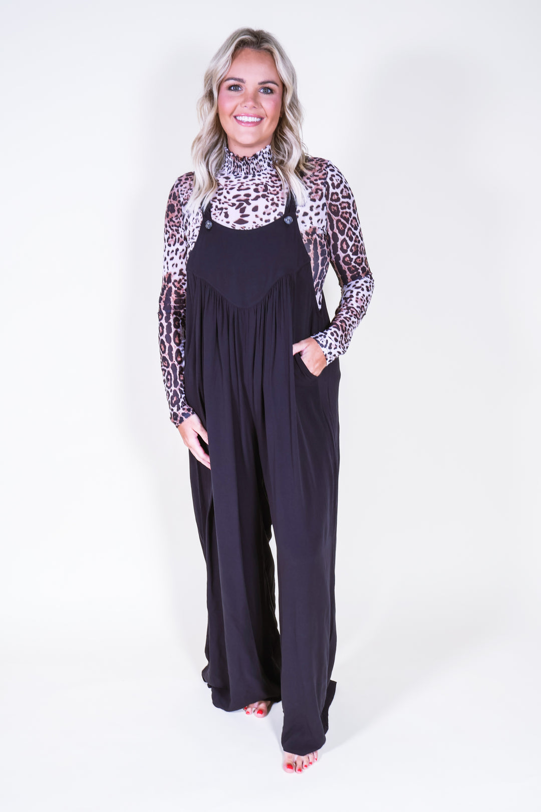 The Layla Overalls – Woven Rayon Crepe - Black