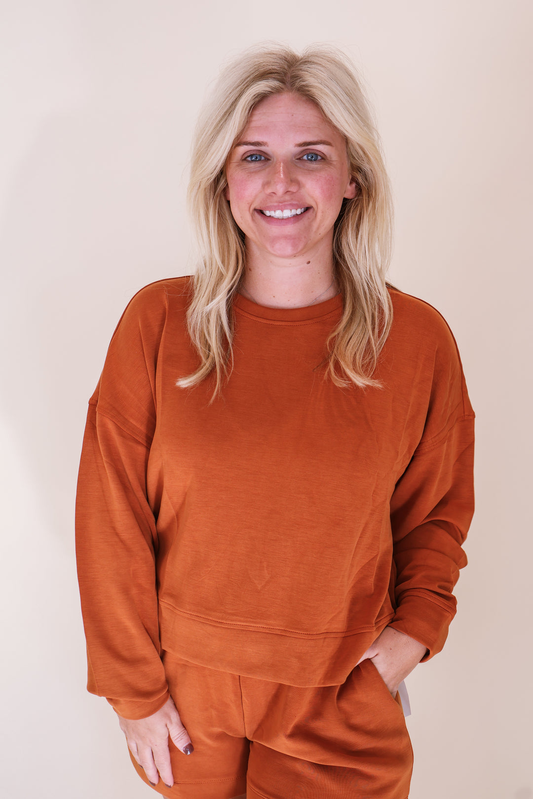 Laguna Dropped Shoulder Sweatshirt - Burnt Amber