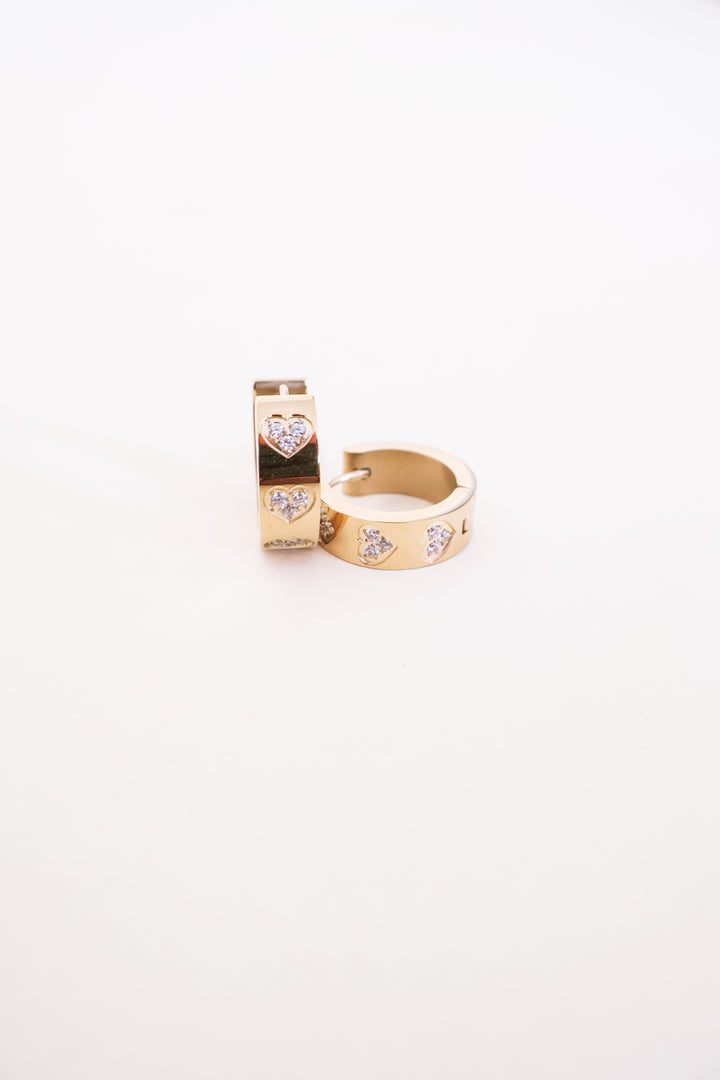 18K Gold Plated Heart Huggie Earrings