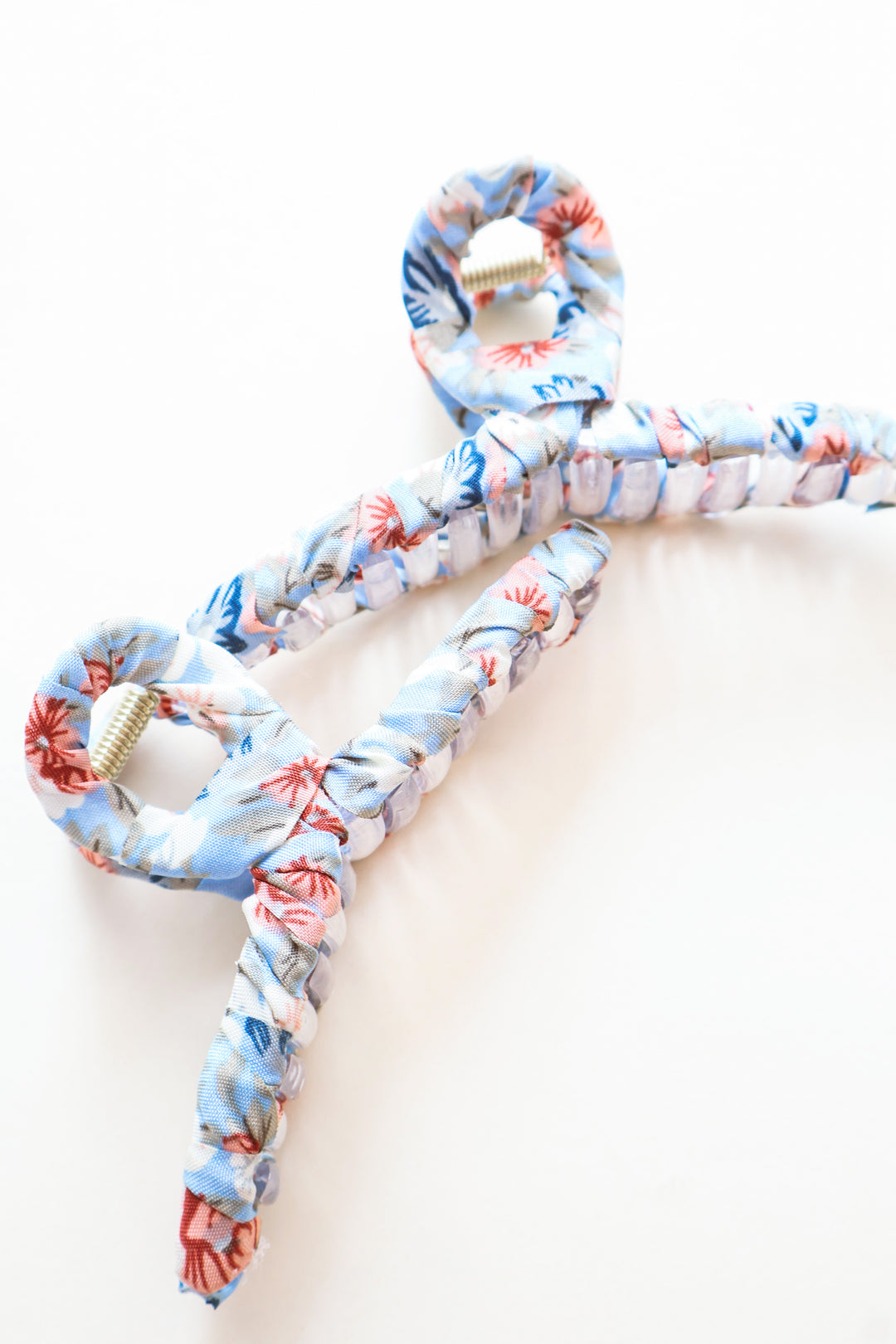 Floral Wrapped Hair Claw Clip - Blue