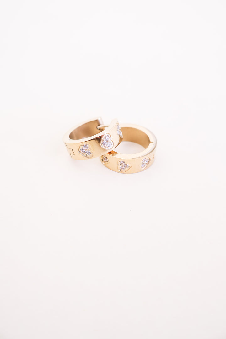 18K Gold Plated Heart Huggie Earrings