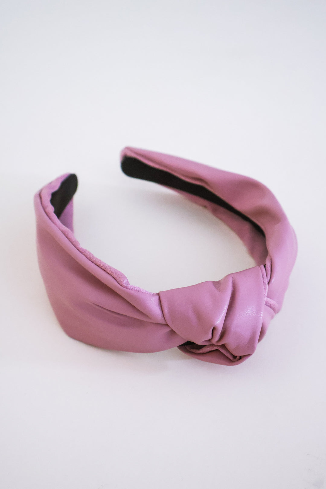 Faux Leather Knotted Headband - Pale Pink
