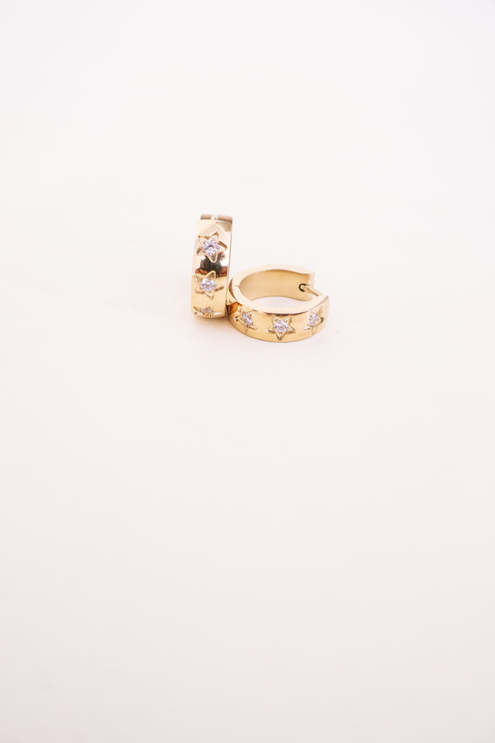 18K Gold Plated Star Huggie Earrings