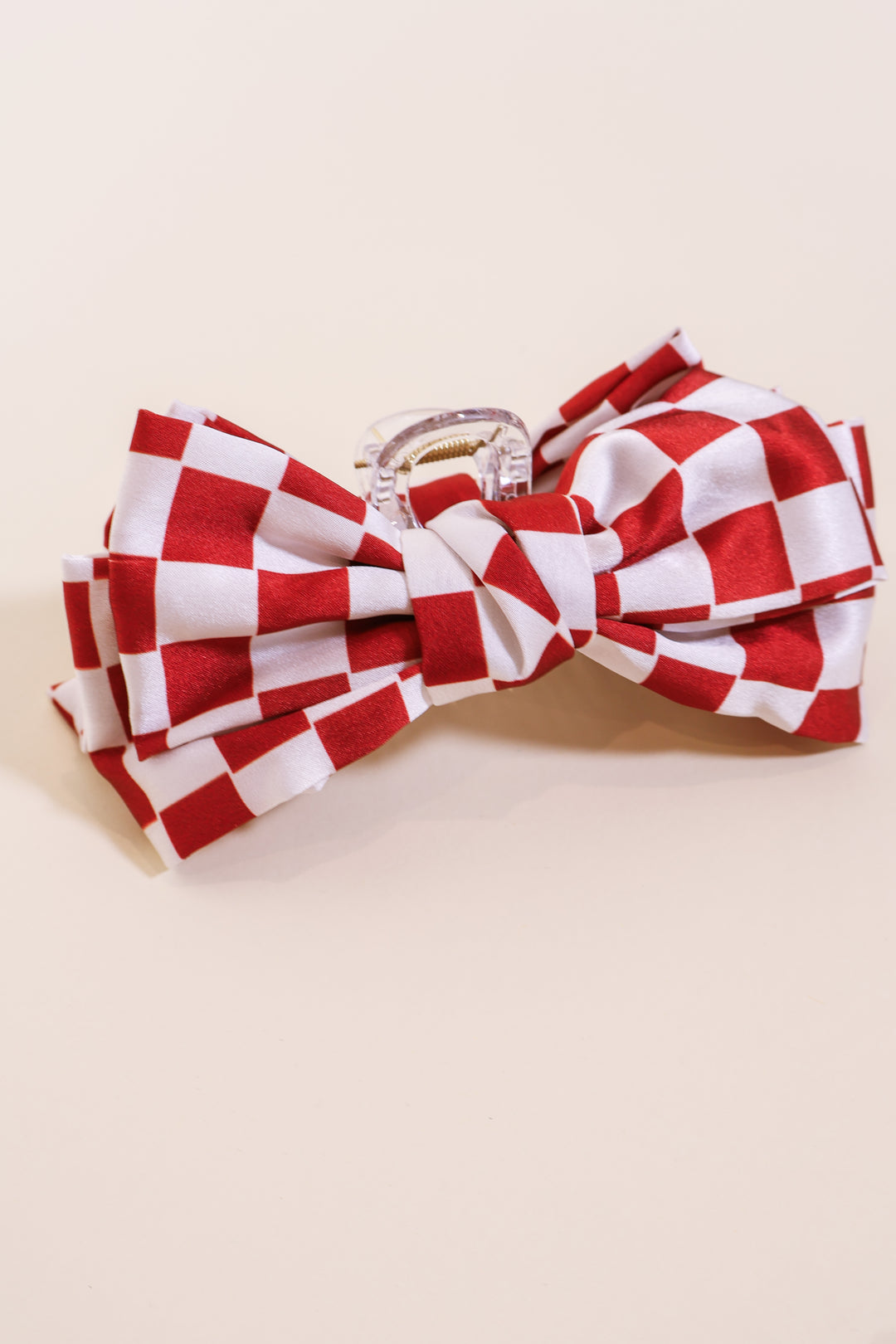 Checkered Hair Claw - Crimson