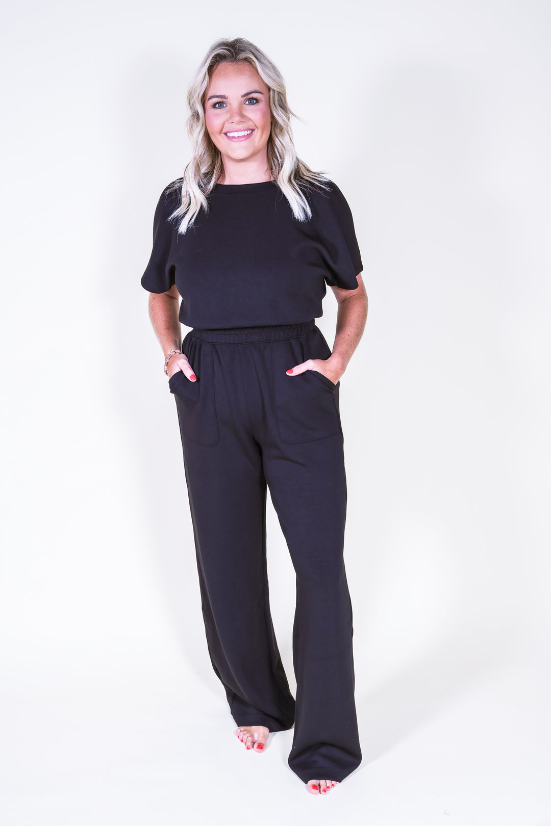 Modal Scuba Short Sleeve Jumpsuit - Black