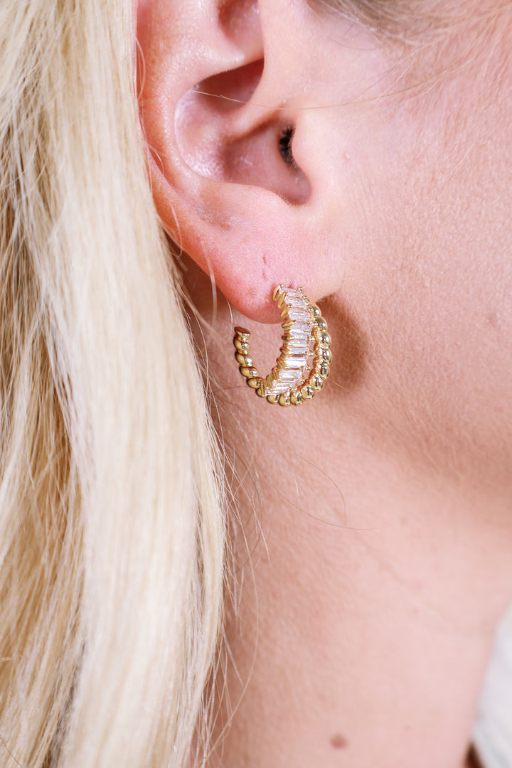 Sparkle & Shine Huggie Earrings - Gold