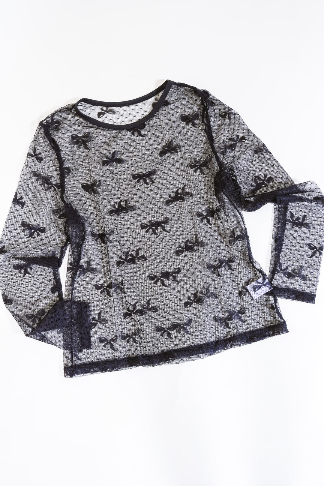 Bow Mesh Top - Black