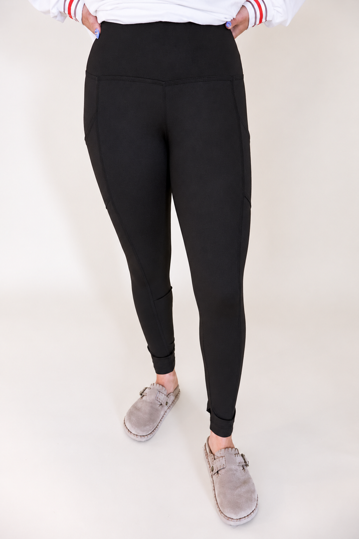 Buttery Soft Side Pocket Leggings - Black