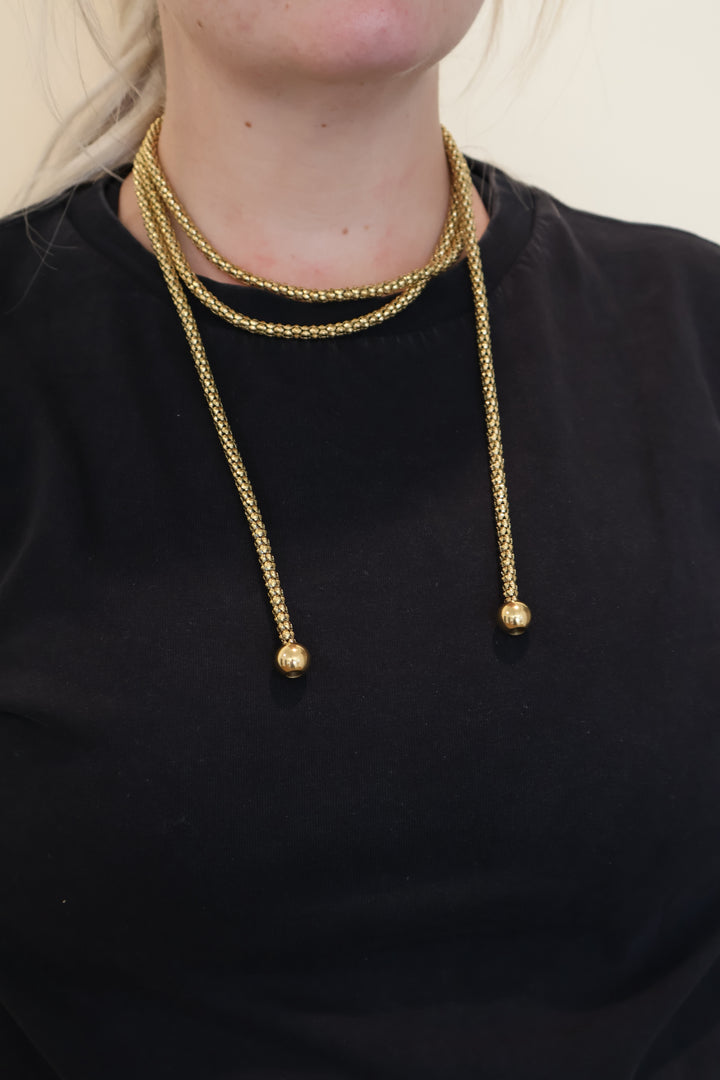 18K Gold Plated Multi-Layer Bead Wrap Necklace