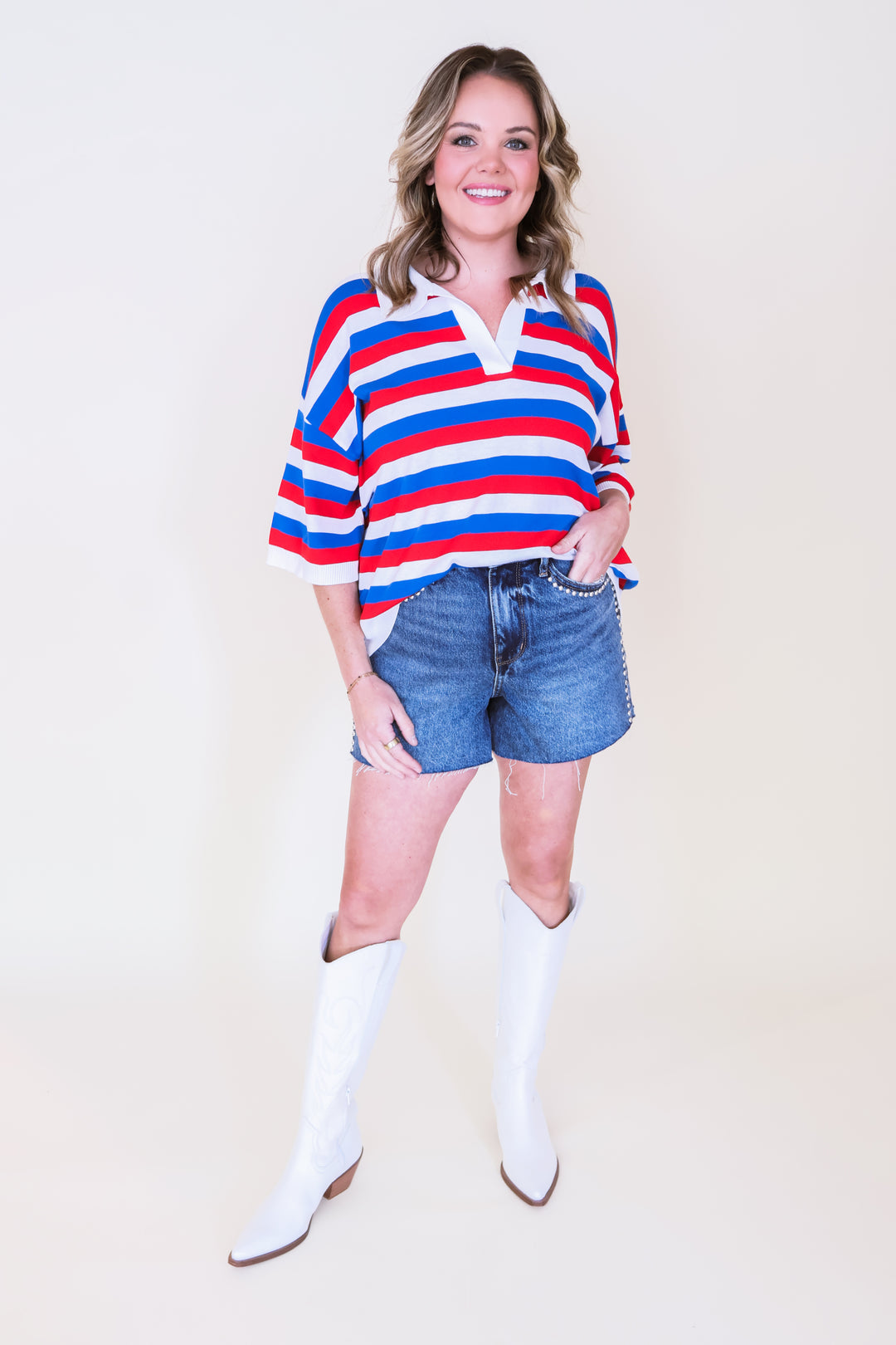 Red, White, & Cute Striped Top