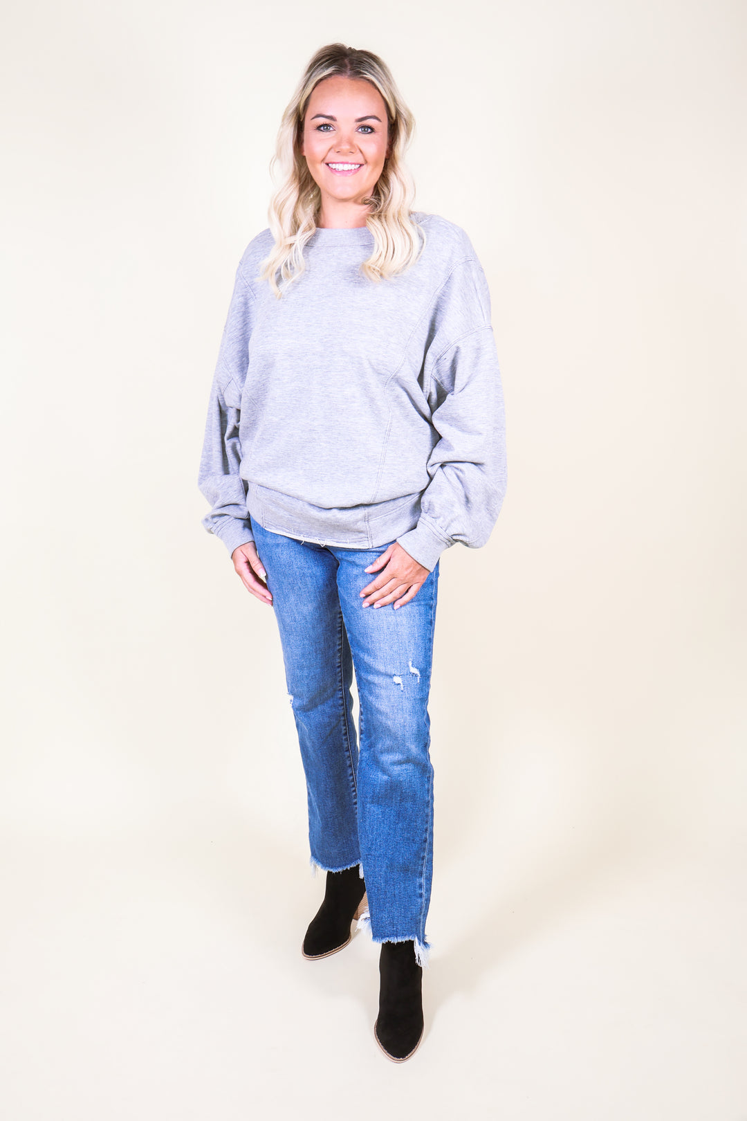 Twist & Turn Terry Sweatshirt - Heather Grey