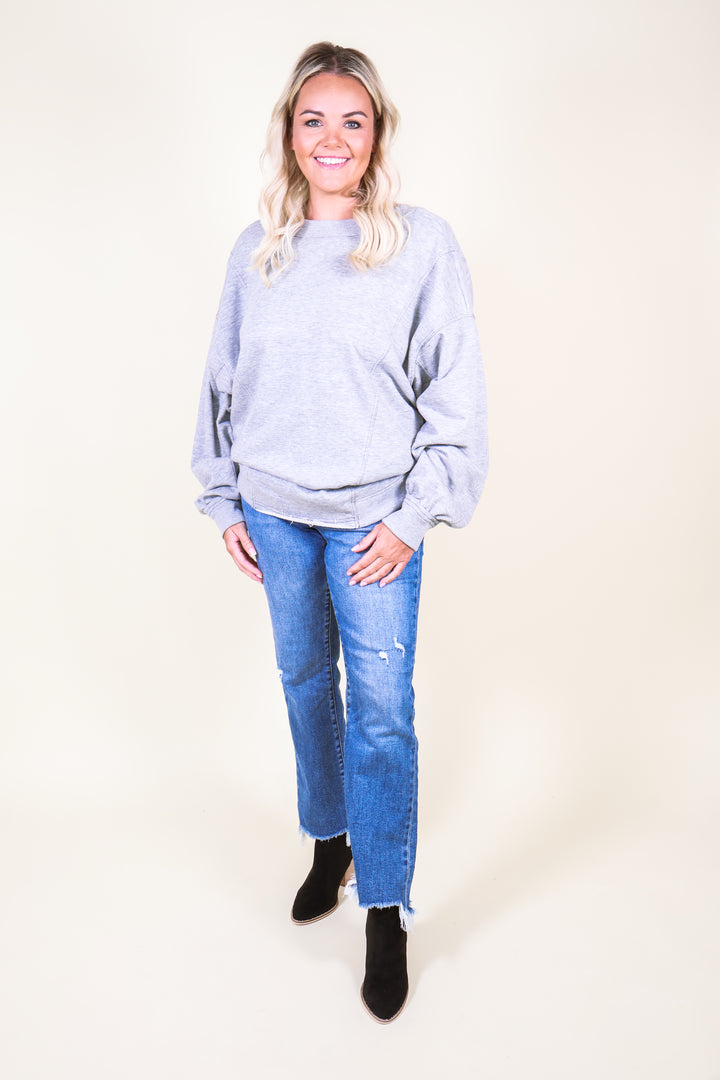 Twist & Turn Terry Sweatshirt - Heather Grey