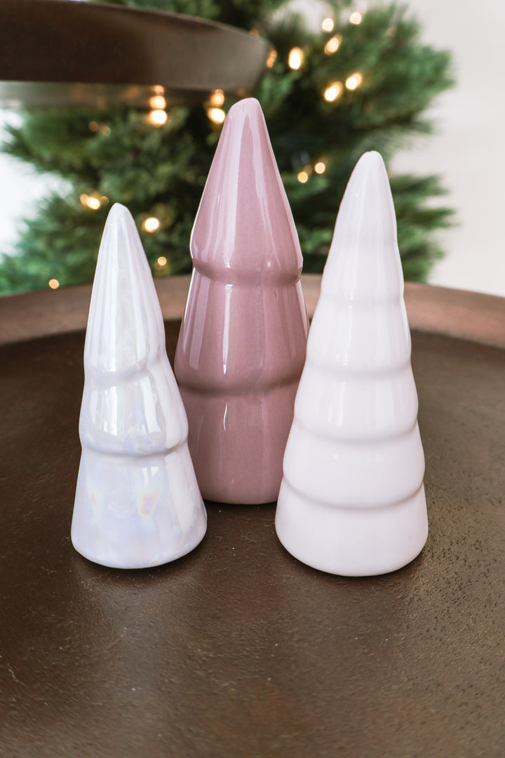 Holiday Ceramic Tree Set - Blush - Set of 3