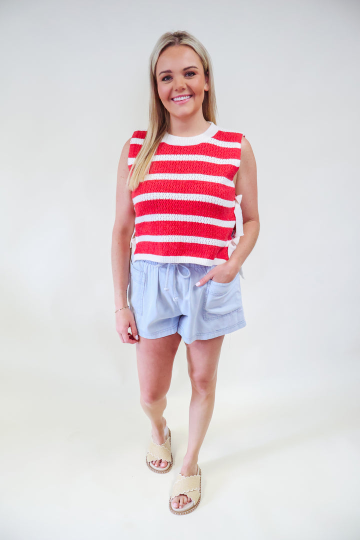 Nicola Striped Top - Red