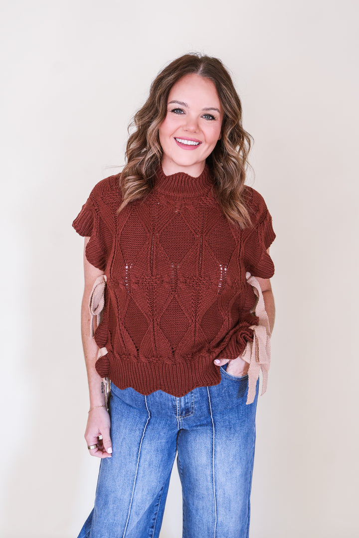 Pointelle Sweater Vest - Chocolate Fudge
