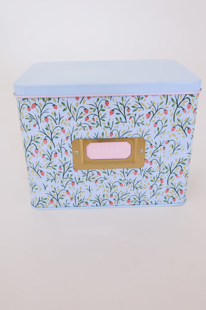 Strawberry Meadow Tin Recipe Box