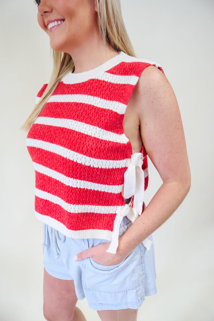 Nicola Striped Top - Red