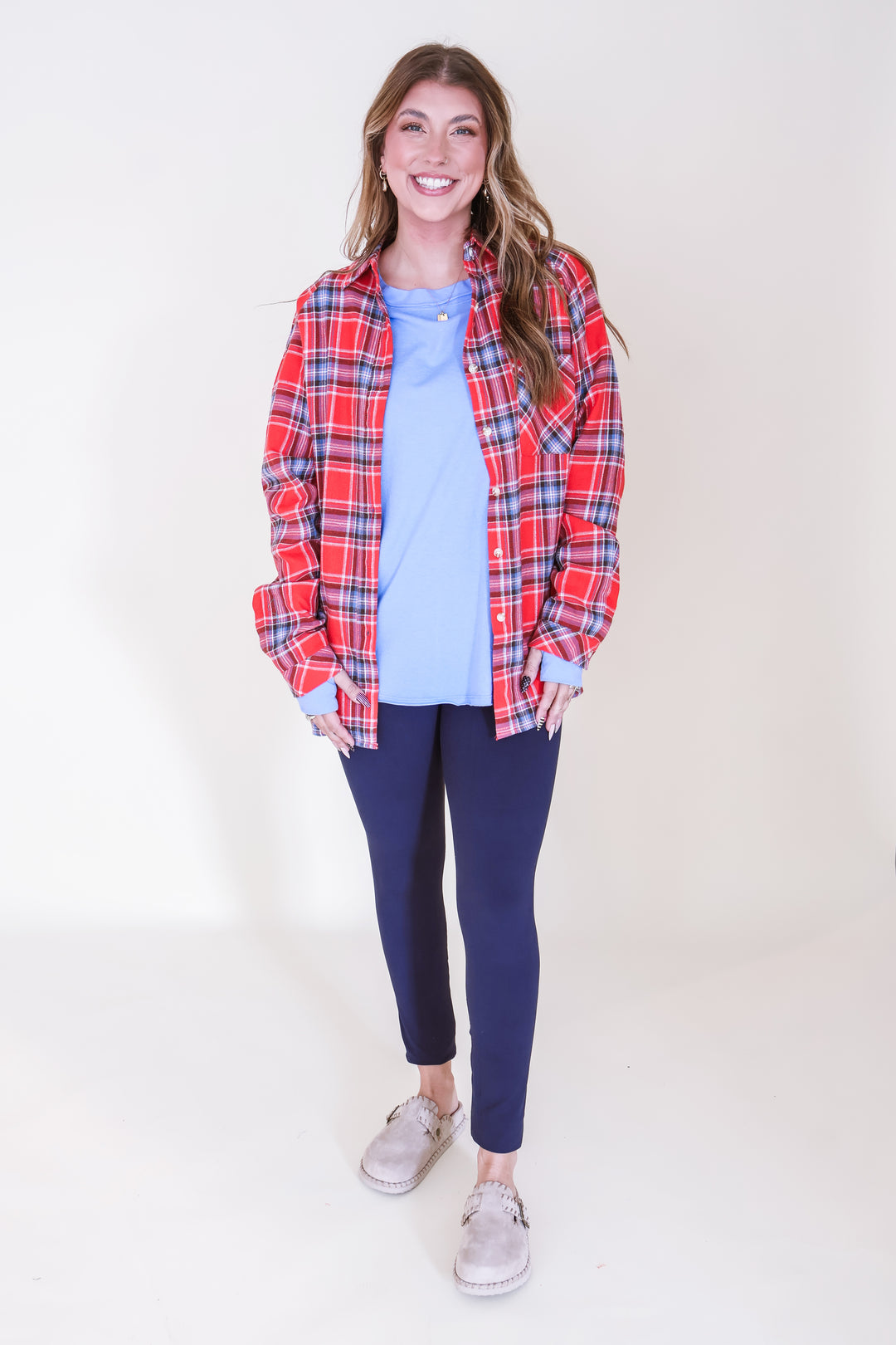 Cotton Raglan Sleeve Thumbhole Top - Blue