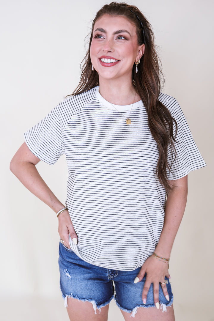 Textured Striped Tee - Cream