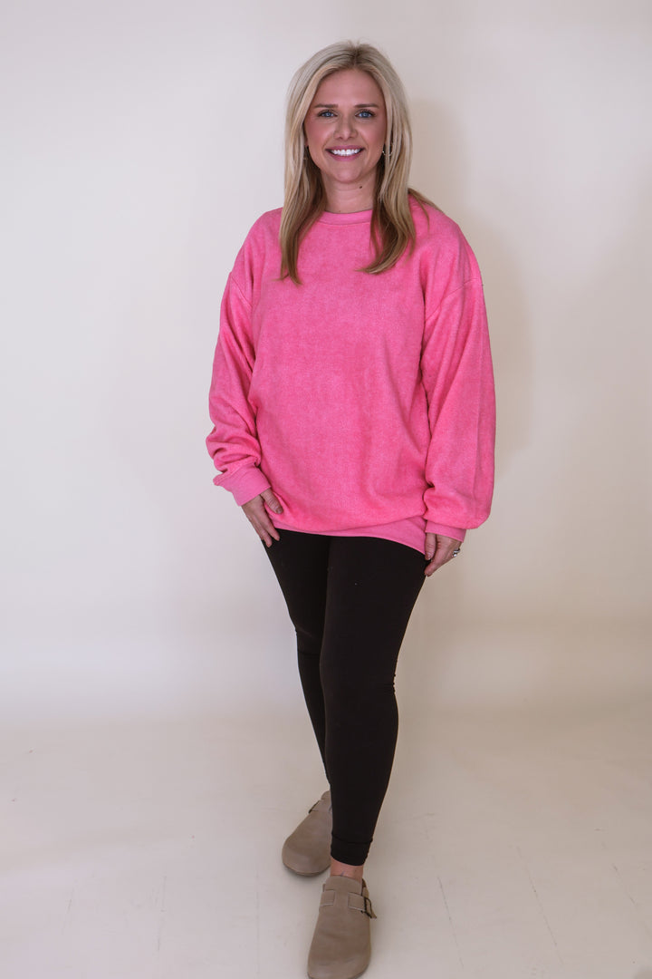 Olly Oversized Casual Sweatshirt - Taffy Pink