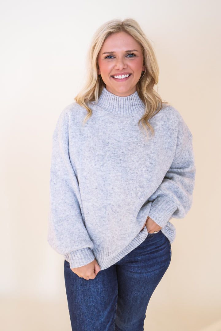 Timeless Mock Neck Sweater - H Grey