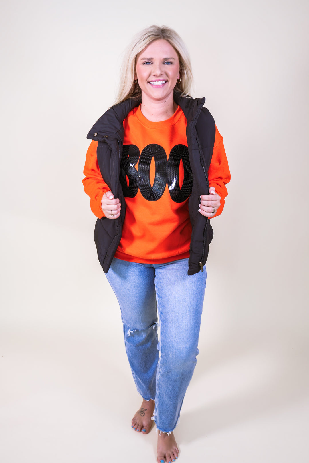Boo Patch Sweatshirt - Orange