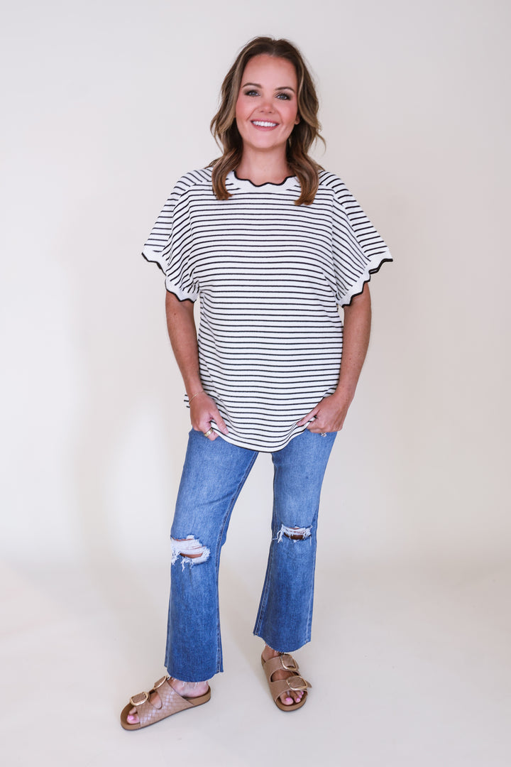 Stripe Knit Top - White