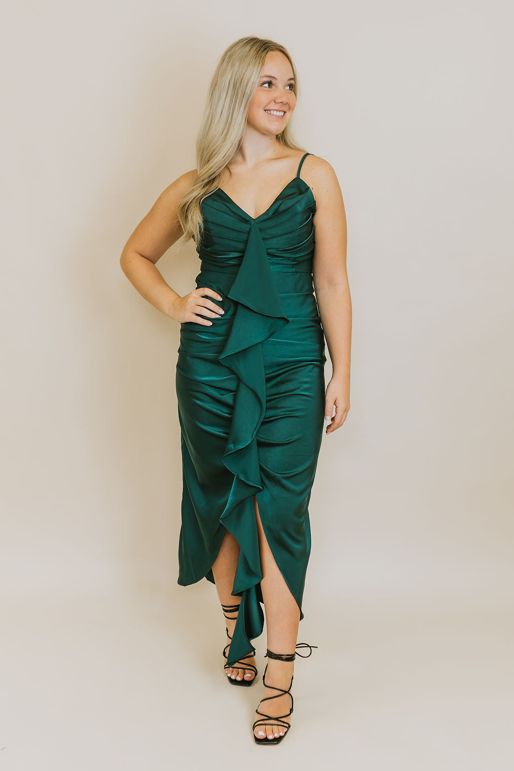 Royal Ribbon Midi Dress - Green