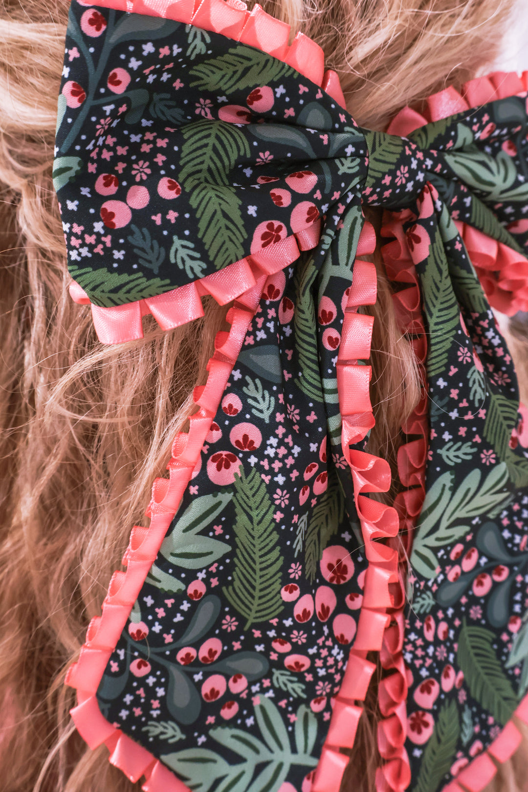 Holiday Hair Bow - Green Holly