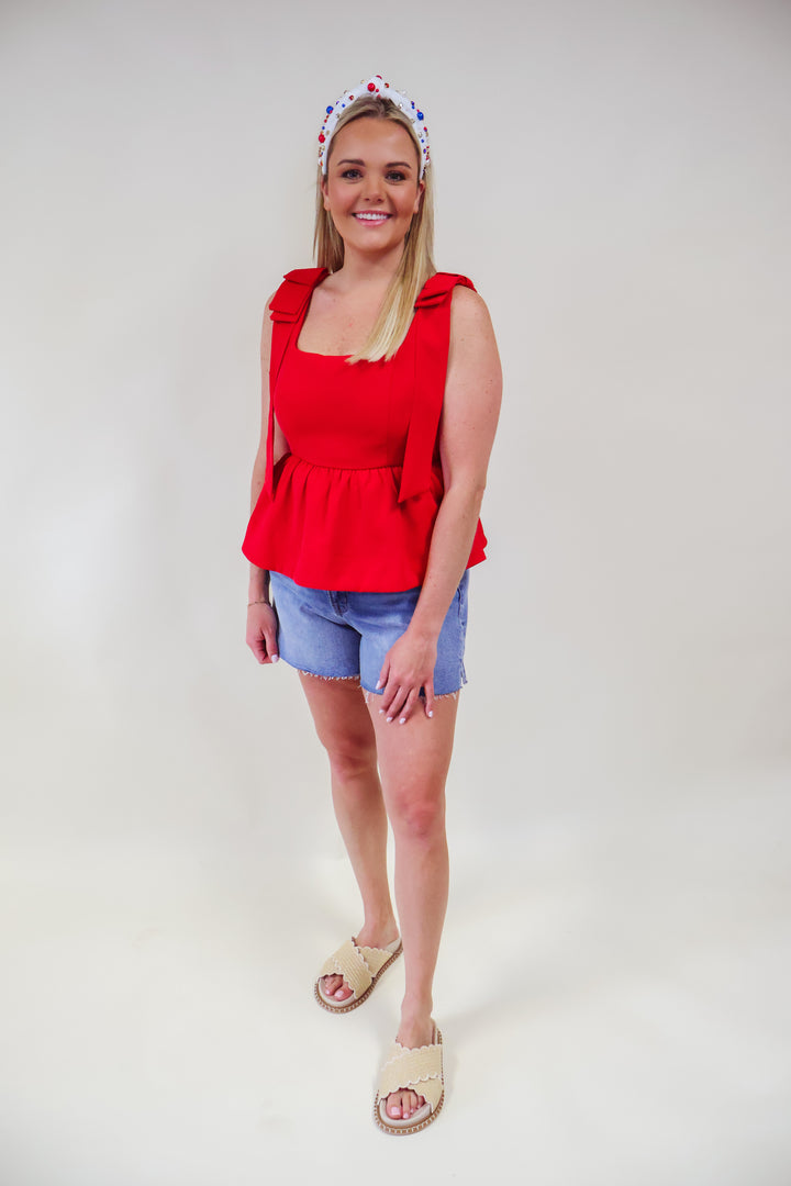 Bow Accent Top - Red