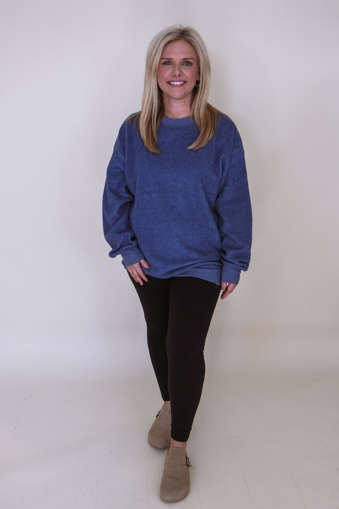 Olly Oversized Casual Sweatshirt - Dusty Navy