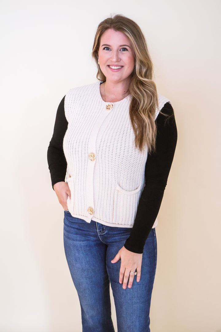 Modern Edge Sweater Vest - Cream