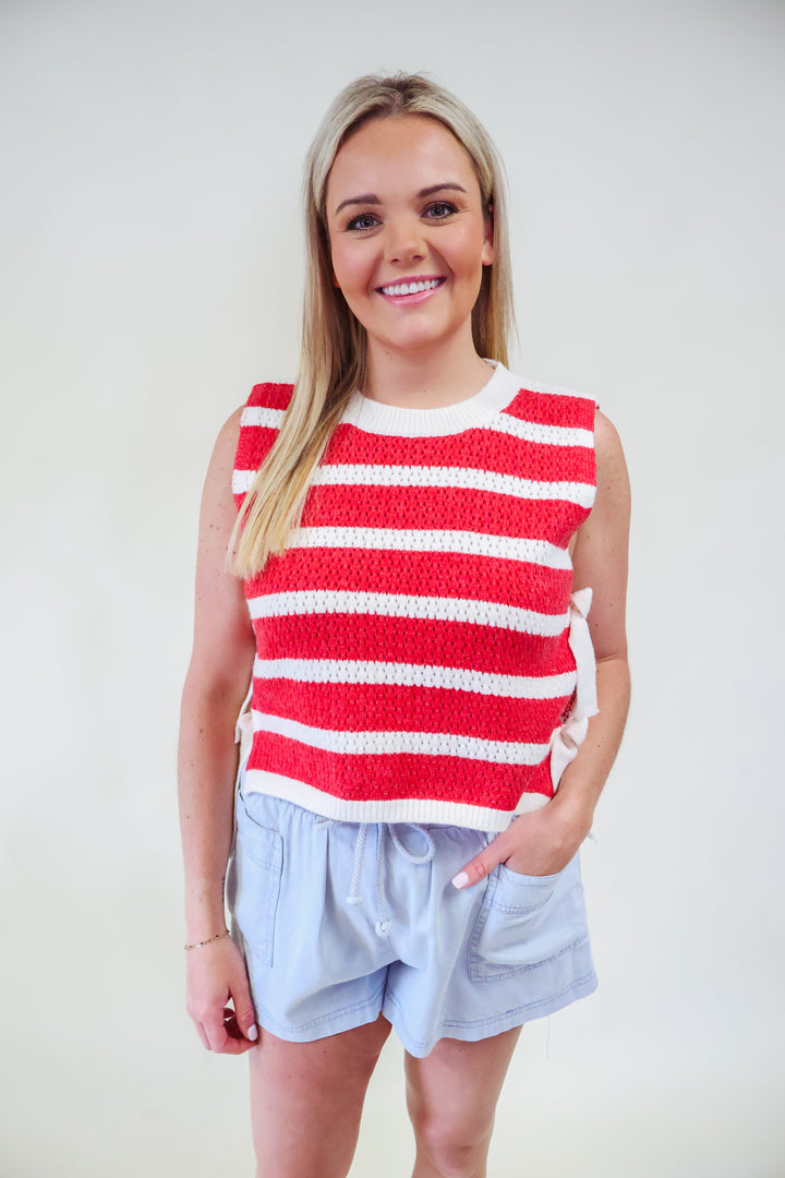 Nicola Striped Top - Red