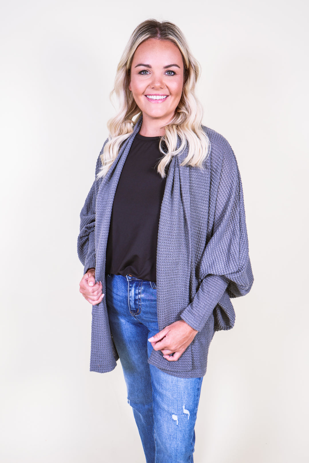 Sunset Stroll Knit Cardigan - Charcoal
