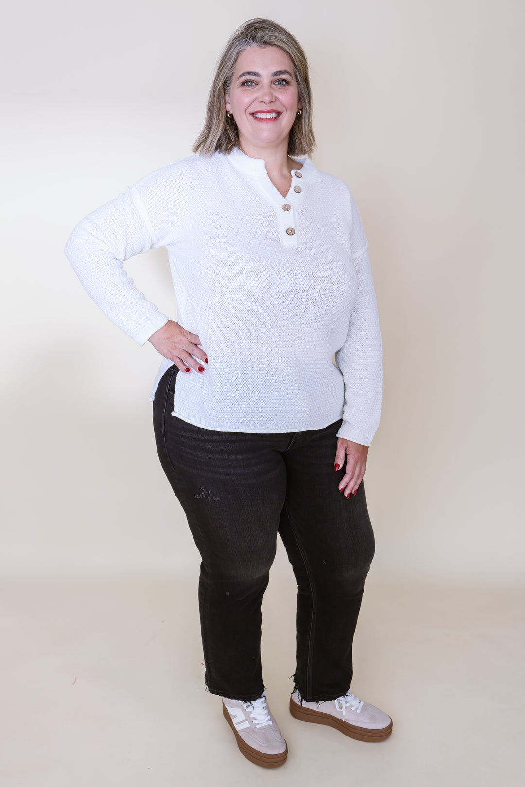 Harper Henley Sweater - Ivory