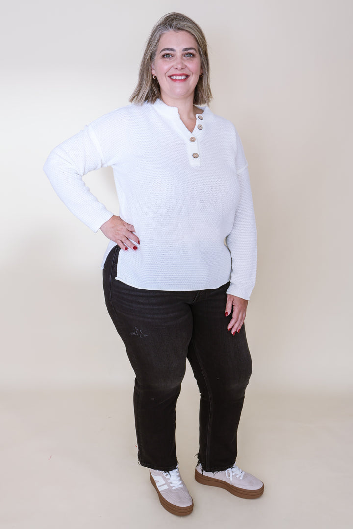 Harper Henley Sweater - Ivory