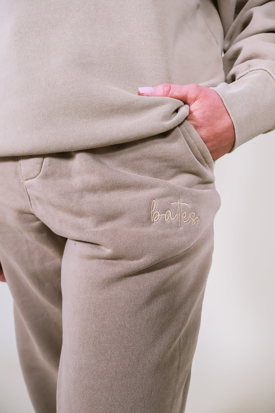 Made-to-Order Bates Embroidered Joggers - Sandstone
