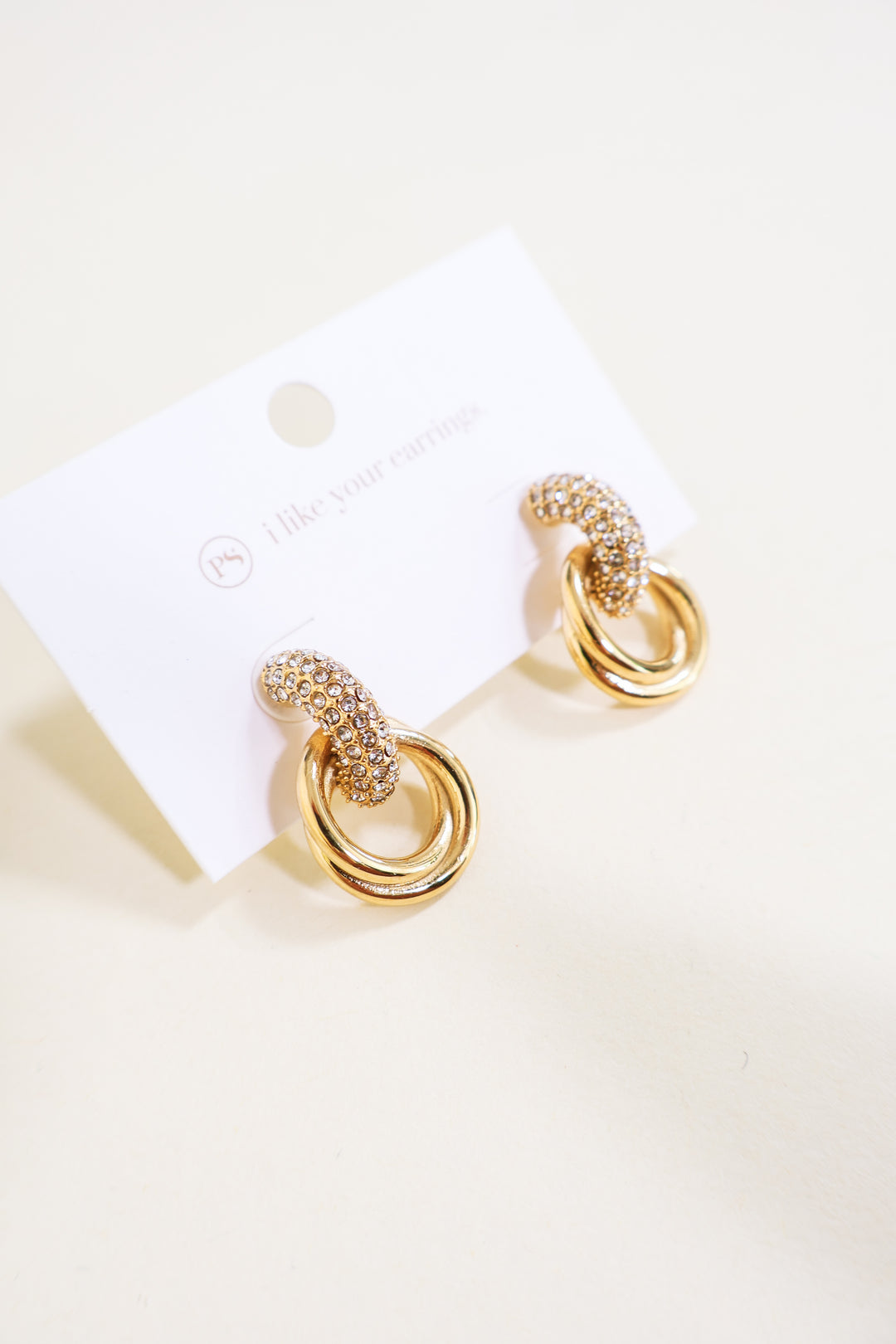 Double Hoop Diamond Earrings - Gold