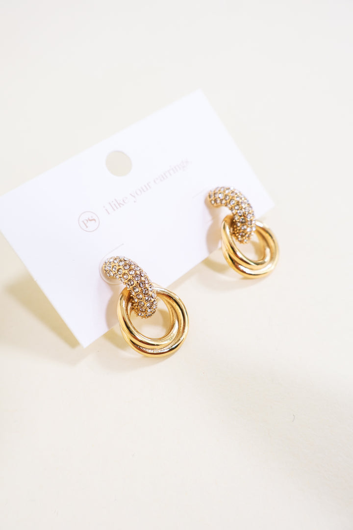 Double Hoop Diamond Earrings - Gold