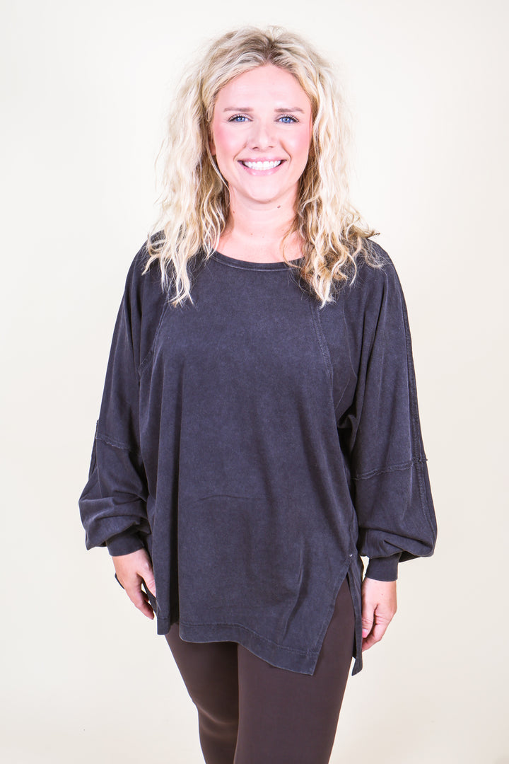 Easy Street Oversized Top - Black