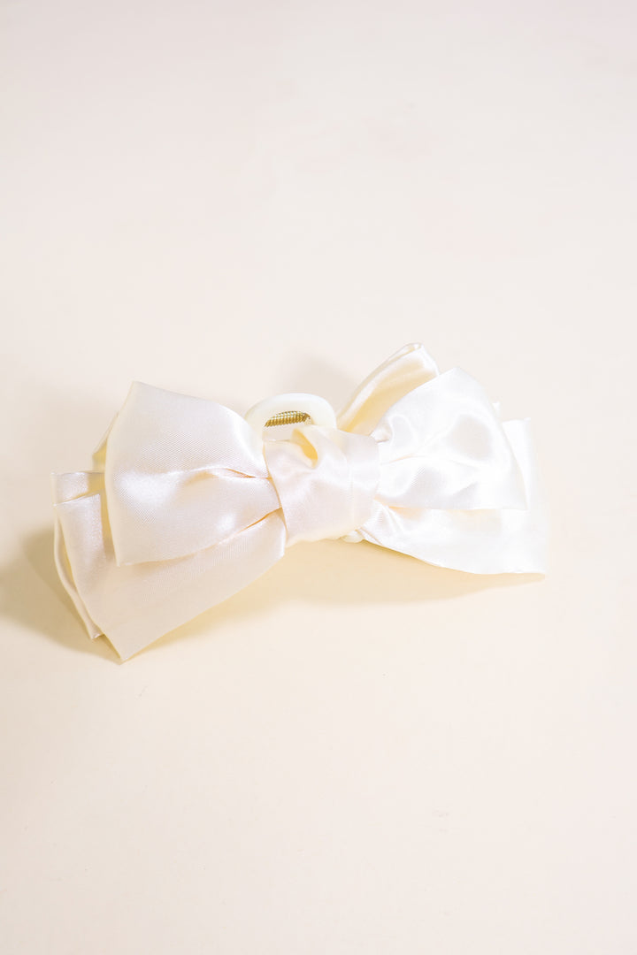 Double Bow Hair Claw - Ivory
