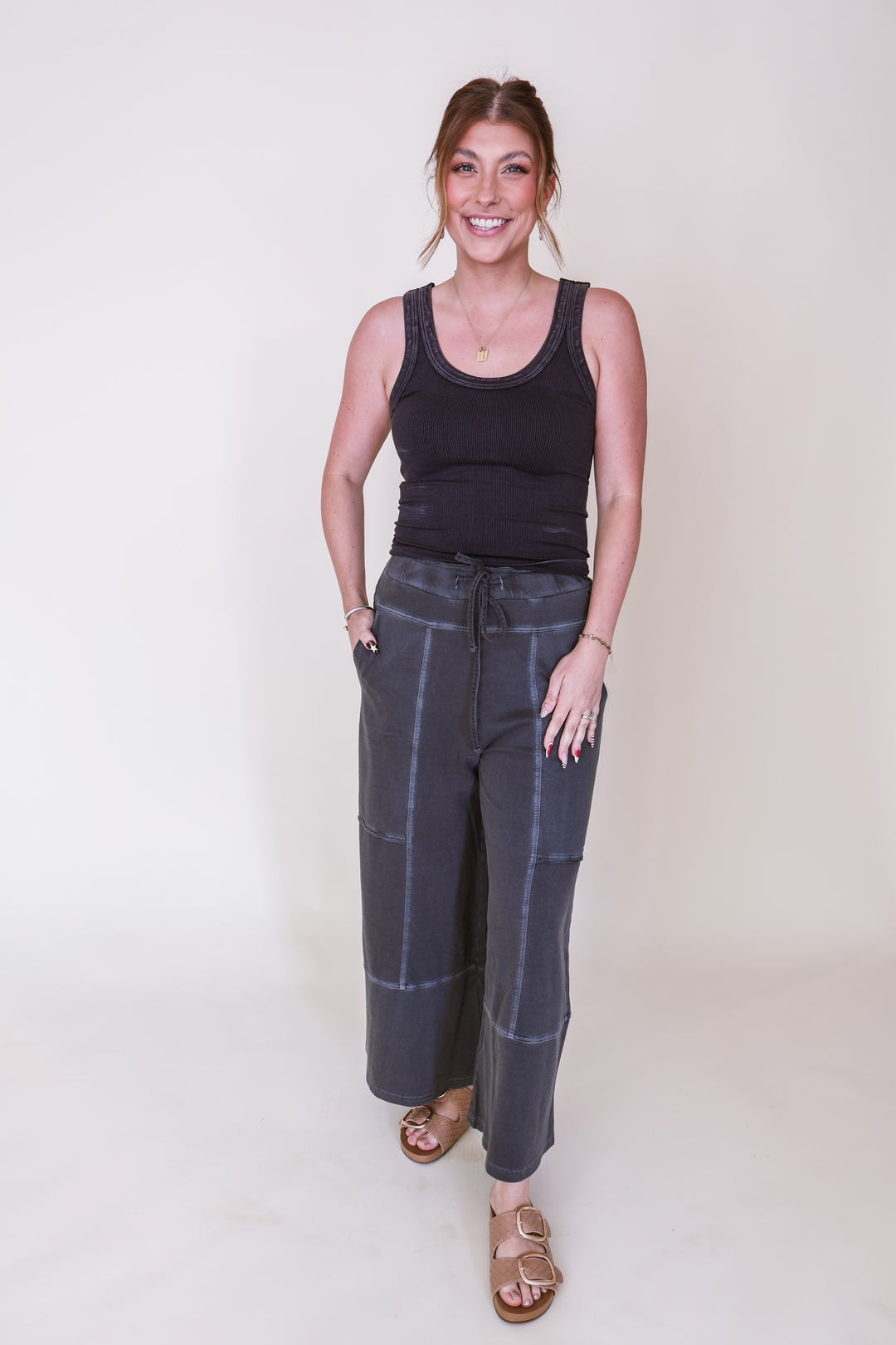 Vintage Reversible Ribbed Tank - Black