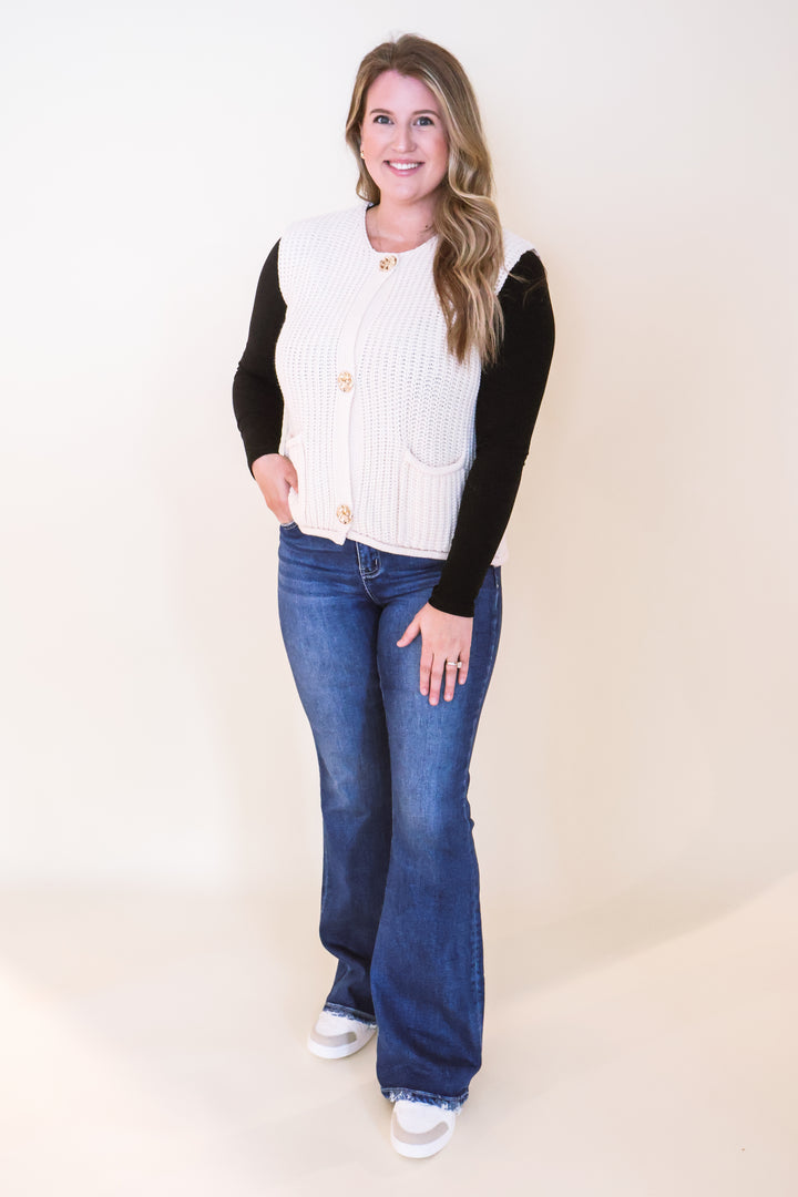 Modern Edge Sweater Vest - Cream