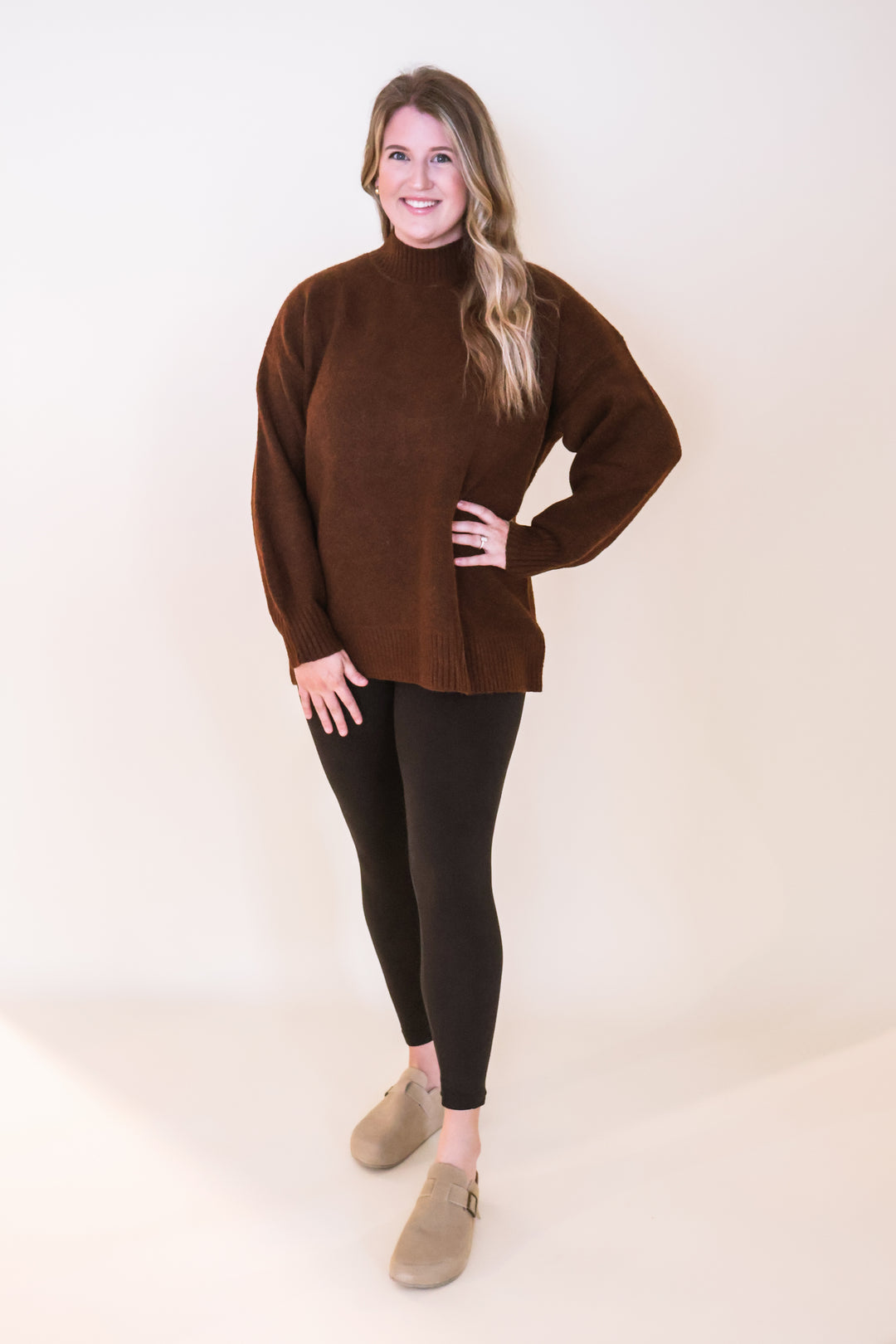 Timeless Mock Neck Sweater - Brown
