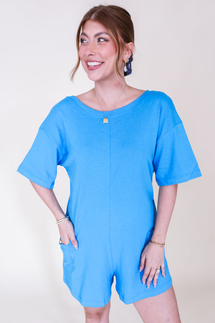 2-Way V or Scoop Neck Romper - Deep Sky