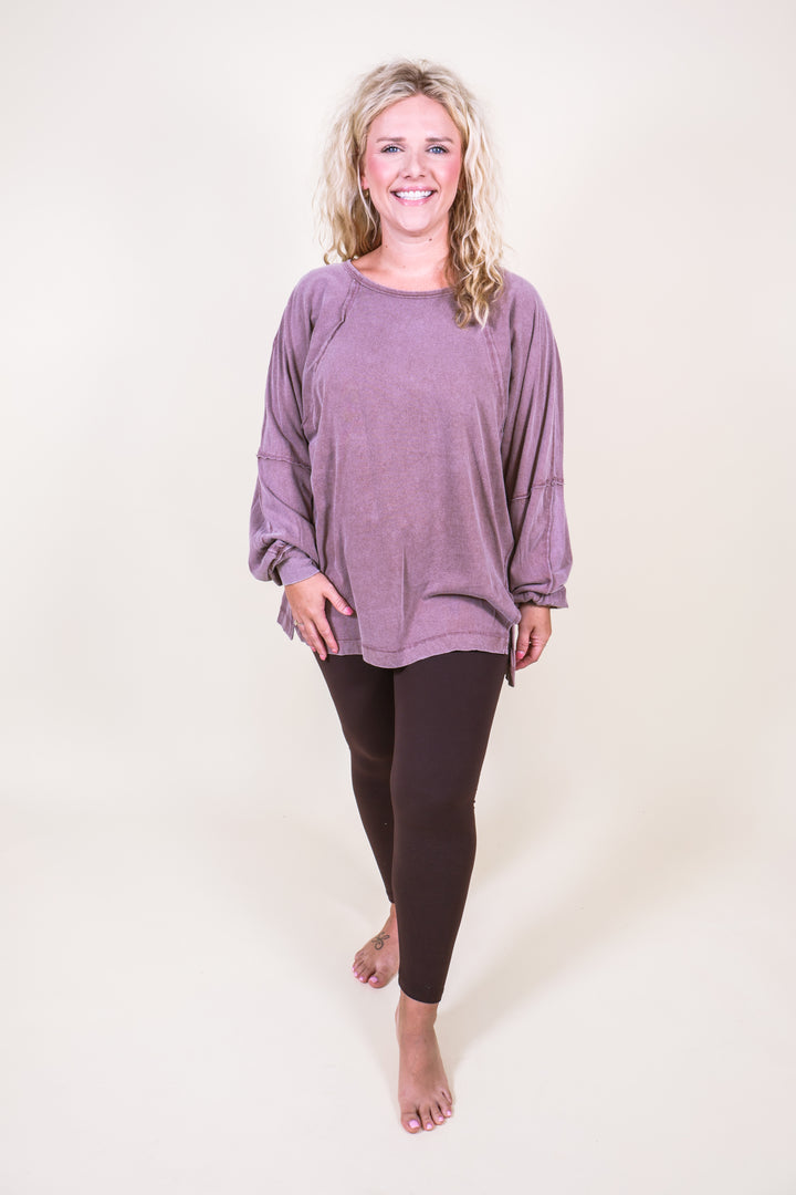 Easy Street Oversized Top - Chestnut