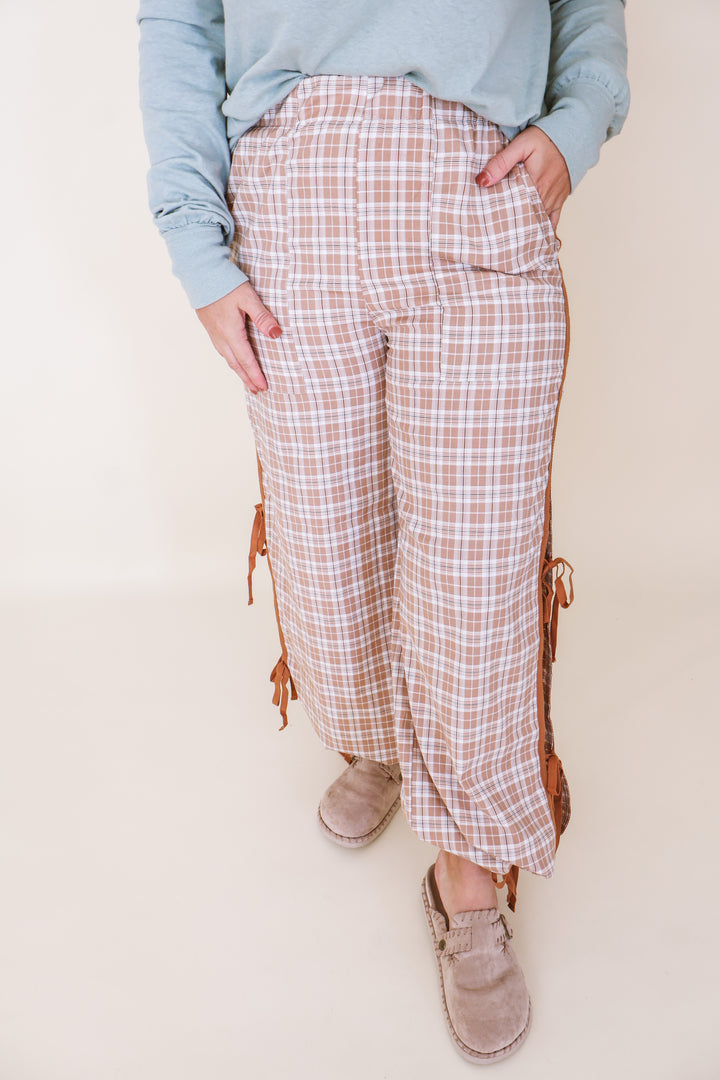 Chestnut Plaid Bow Detail Pants