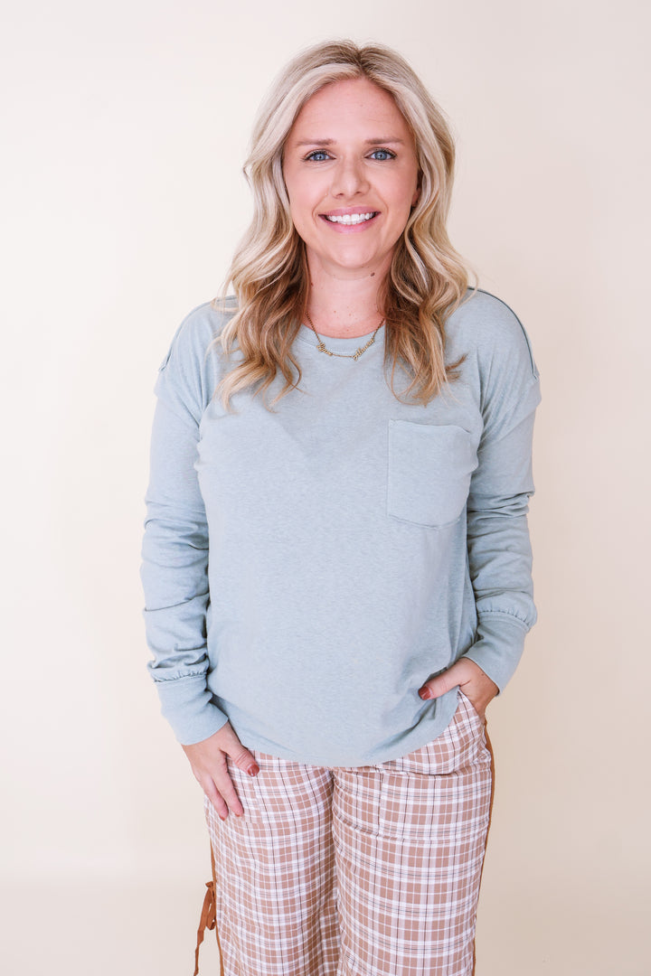 Long Sleeve Pocket Tee - Iceberg Green