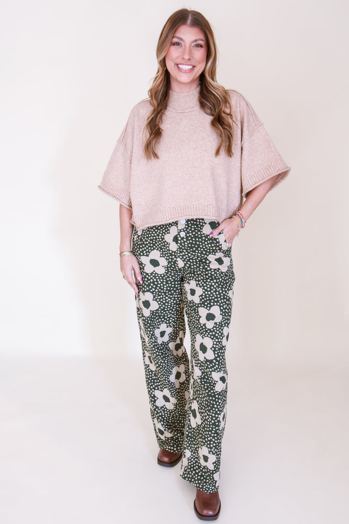 Marled Knit Mock Neck Sweater - Oat Beige