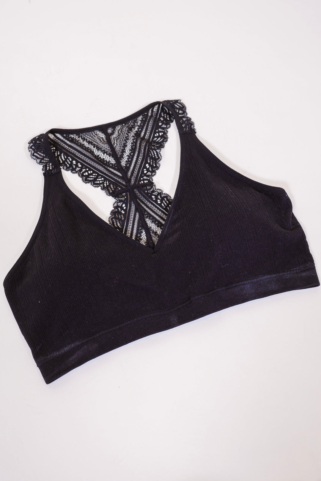 Lace Racerback Bralette - Black